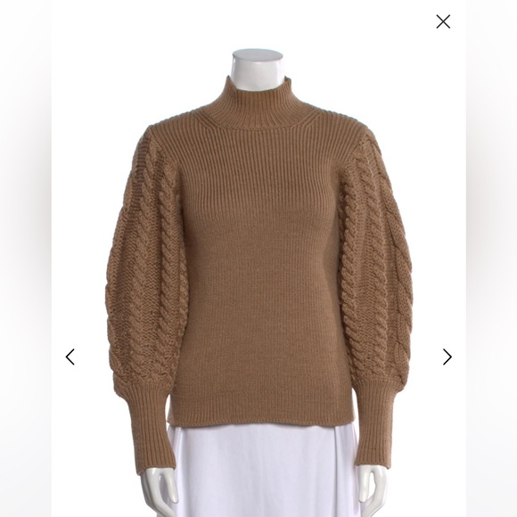 Caroline Constas Camel Merino Wool Cable Knit Sweater